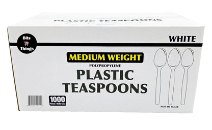 Bits N Things Disposable Teaspoons | White Medium Weight Cutlery | 1000 Count