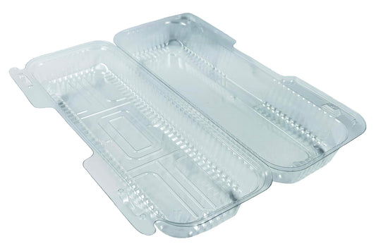 Bits N Things Hoagie Sub Container | Clear & Hinged | 12" x 5" x 3" | Made in USA | 25 Count