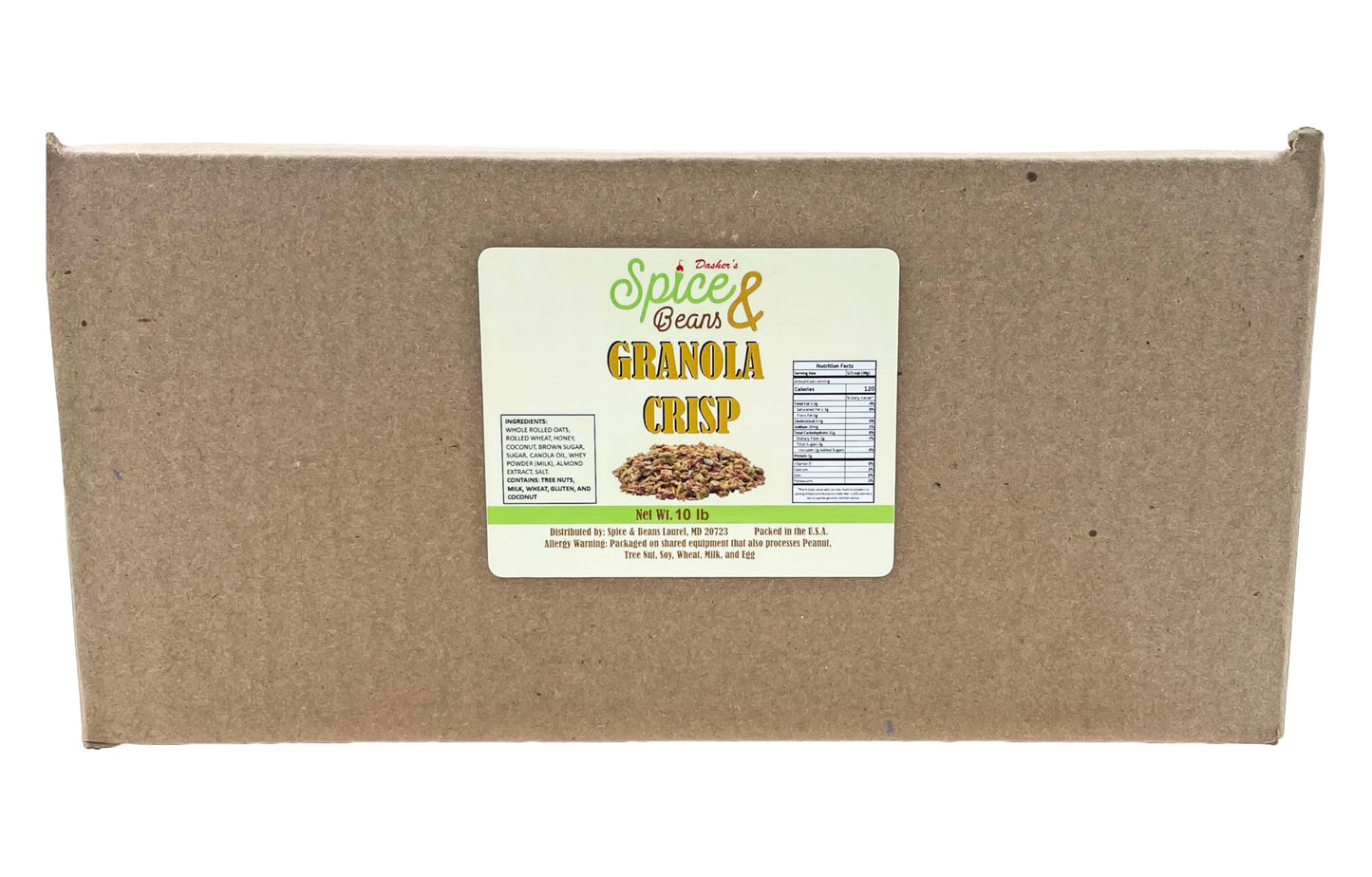 Granola Crisp By Dasher's Spice & Beans | Yogurt & Cereal Enhancer, Dessert Topping | Bulk 10 LB