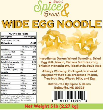 Pasta Noodles by Dasher's Spice & Beans | 100% Durum Semolina Flour |