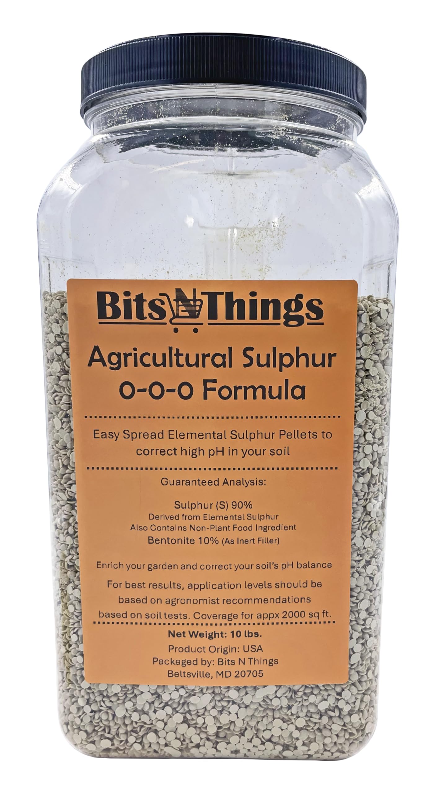 Bits N Things Natural Agricultural Sulphur for Plants | 0-0-0 Formula | 10 lbs.