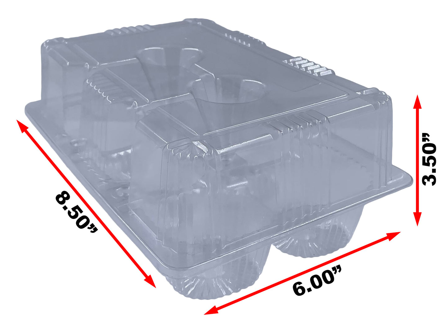 Bits N Things Cupcake/Muffin Container | 6 Compartment | Hinged High Dome | BPA Free | OPS Plastic | 30 Count