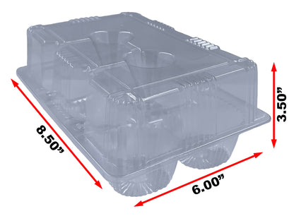 Bits N Things Cupcake/Muffin Container | 6 Compartment | Hinged High Dome | BPA Free | OPS Plastic | 30 Count