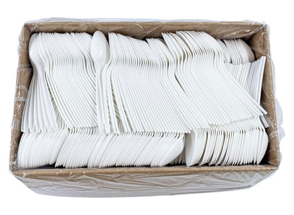 Bits N Things Disposable Teaspoons | White Medium Weight Cutlery | 1000 Count