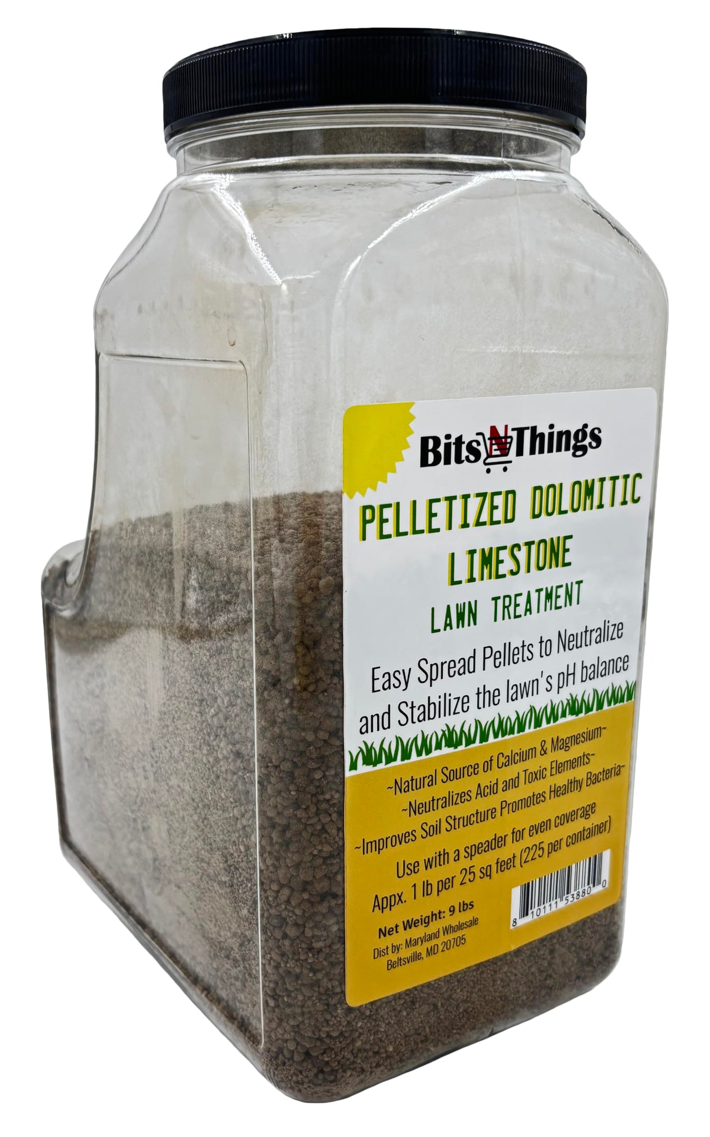 Bits N Things Pelletized Dolomitic Limestone Lawn Treatment | Made in USA & All Season | 9 lbs.