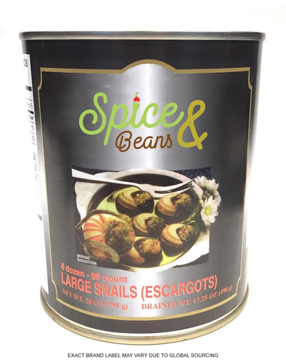 Escargot by Dasher's Spice & Beans | Large 96 Count | 28oz Can / 17.25oz Drained