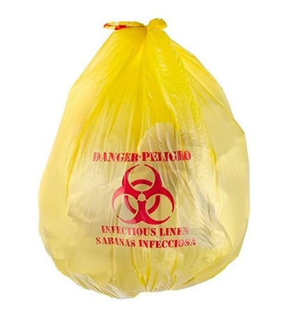 Bits N Things Infectious Biohazard Yellow Waste Bags | Hazardous Trash Can Liners | Medical Grade No Leak Bags | Great for Lab Containers, Swabs, Pads, Gloves | (200 Count - 37" x 50" (44 Gallon))