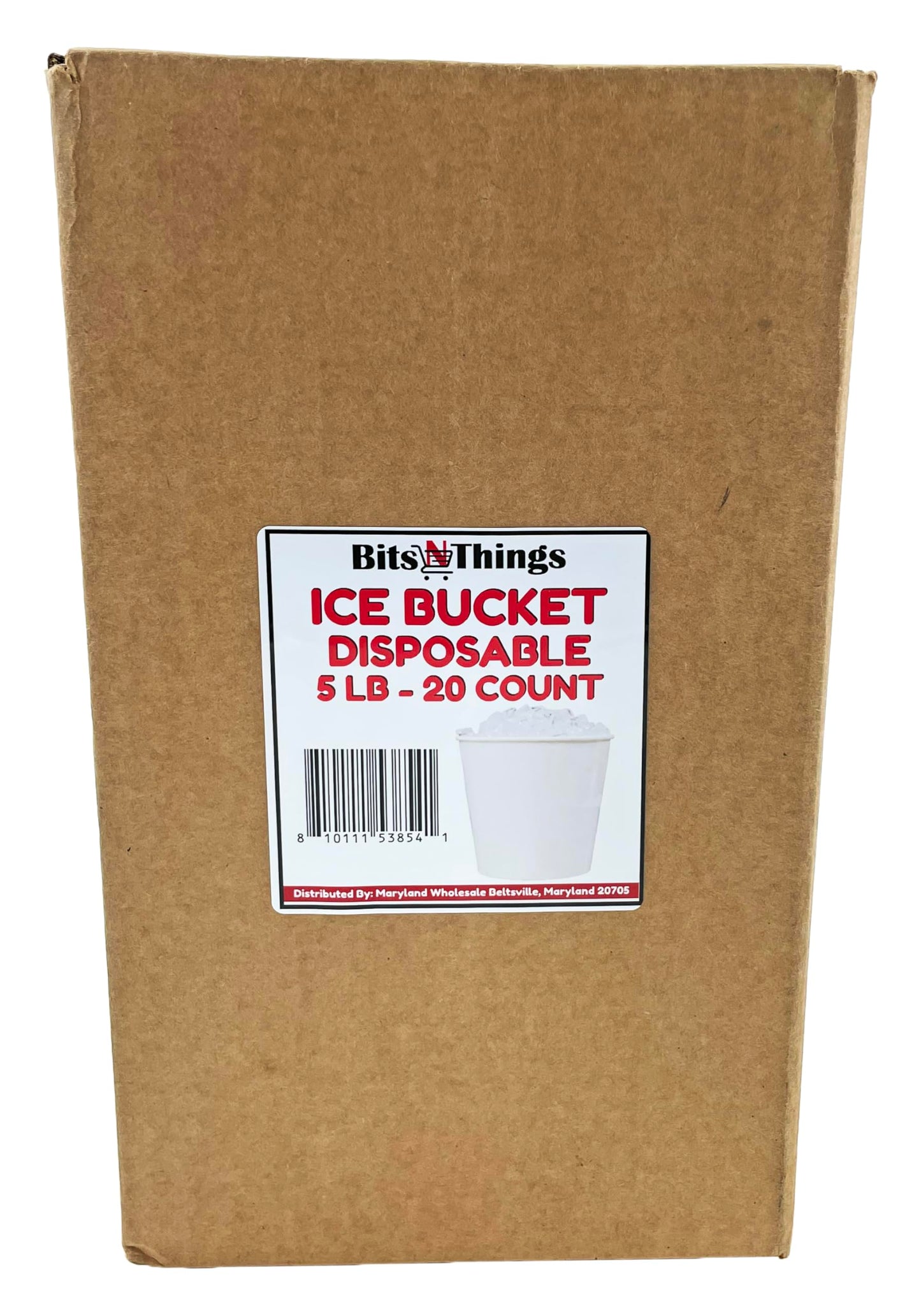 Bits N Things White Paper Ice Bucket | Disposable | 5 lb. Capacity | 20 Count