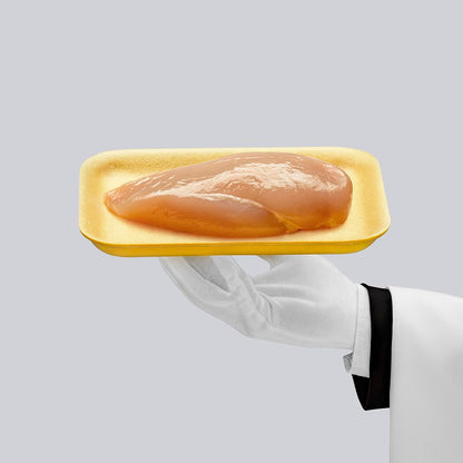 Bits N Things Foam Meat Trays | Disposable Standard Supermarket Meat Poultry Frozen Food Tray | Arts & Crafts | 50 Count (Yellow)