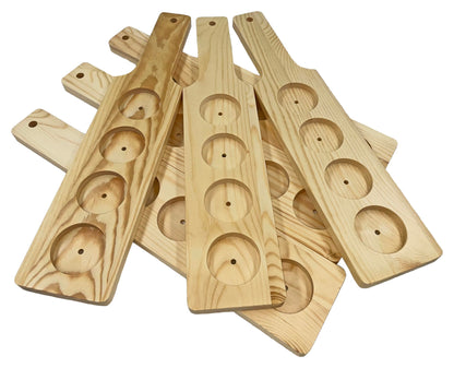 DASHER'S SPICE & BEANS Wood Flight Paddle | 4 Compartment | Wine or Beer Tasting |