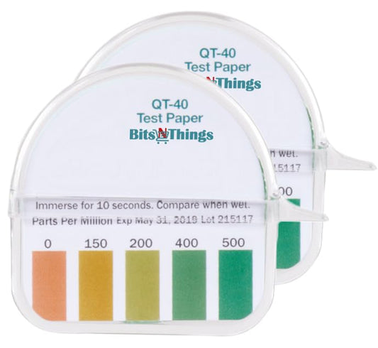 Bits N Things QT-40 Quaternary Dispenser Sanitizer Test Tape 15 Foot Roll - 0-500ppm (2 Pack)