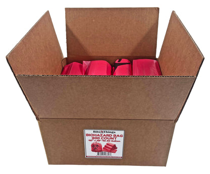 Bits N Things Infectious Biohazard Red Waste Bags | Hazardous Trash Can Liners | Medical Grade No Leak Bags | Great for Lab Containers, Swabs, Pads, Gloves | (200 Count - 40" x 48" (40-50 Gallon))