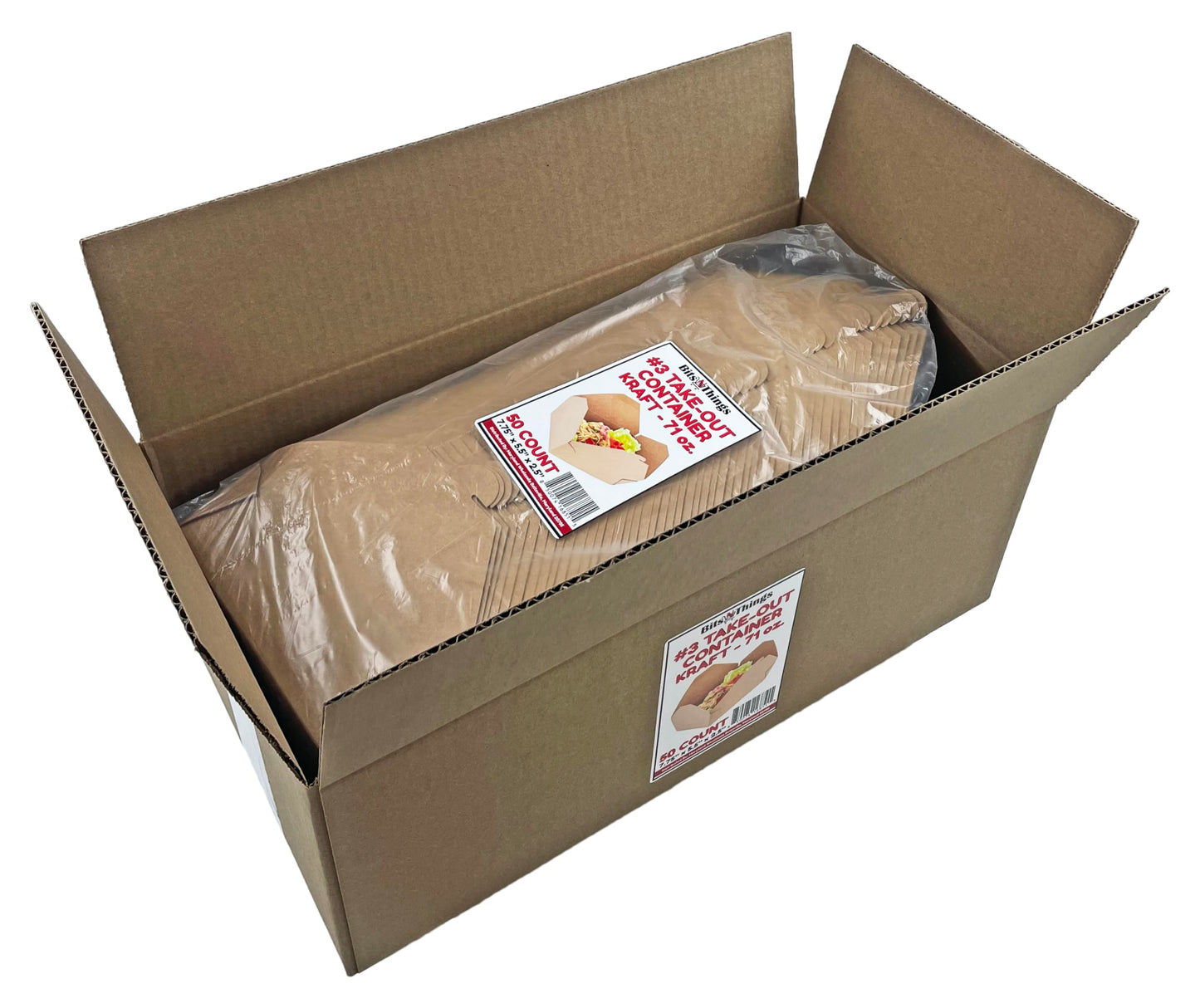 Bits N Things #3 Take-Out Container | Microwavable Folded Paper | 50 Count