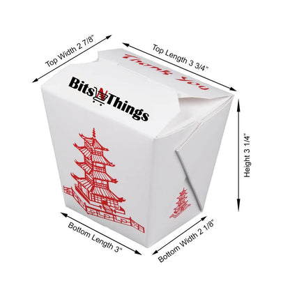 Bits N Things Pagoda Chinese Take Out Boxes with Wire Handle 16 Oz/Pint Size (25 Count)