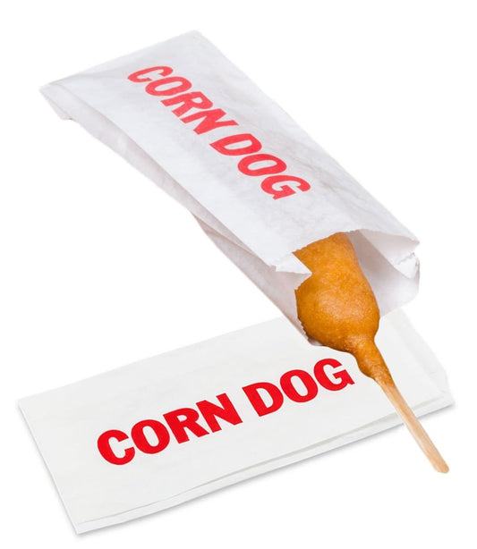 Bits N Things Paper Corn Dog Bags | Party Event Carnival Fair | Classic Red & White Design | 3" x 3/4" x 7" - Pack of 1000, One Size