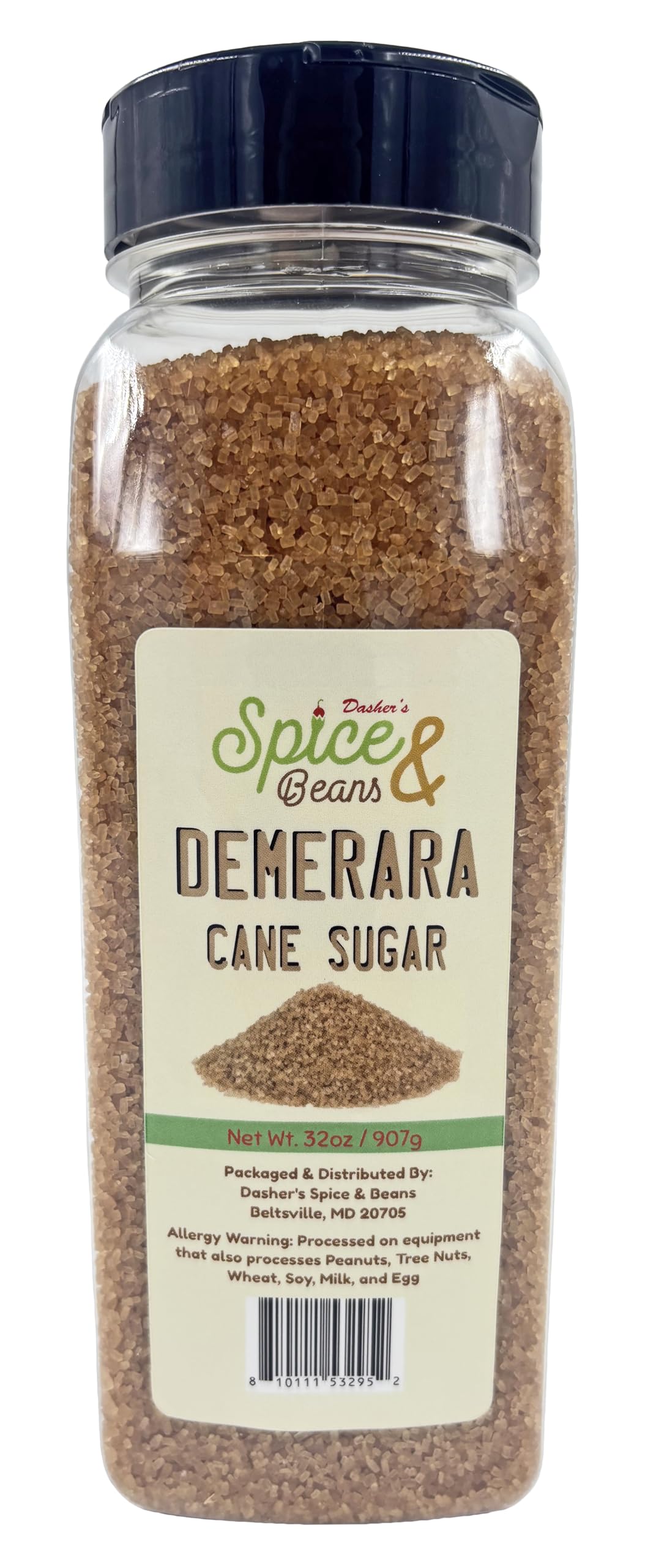 Demerara Cane Sugar | Dasher's Spice & Beans | 2 lb Container