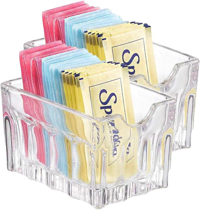 Bits N Things Clear Glass Sugar Packet Holder Caddy | Made in America | Pack of 2