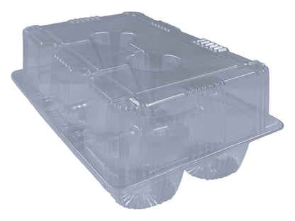 Bits N Things Cupcake/Muffin Container | 6 Compartment | Hinged High Dome | BPA Free | OPS Plastic | 30 Count