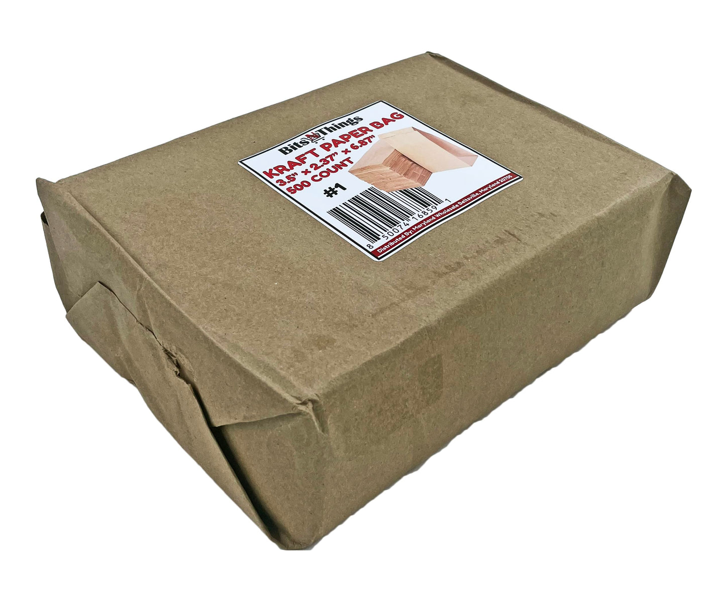 Bits N Things Kraft Paper Bag #1 | 3.5" x 2.37" x 6.87" | Standard Duty | 500 Count