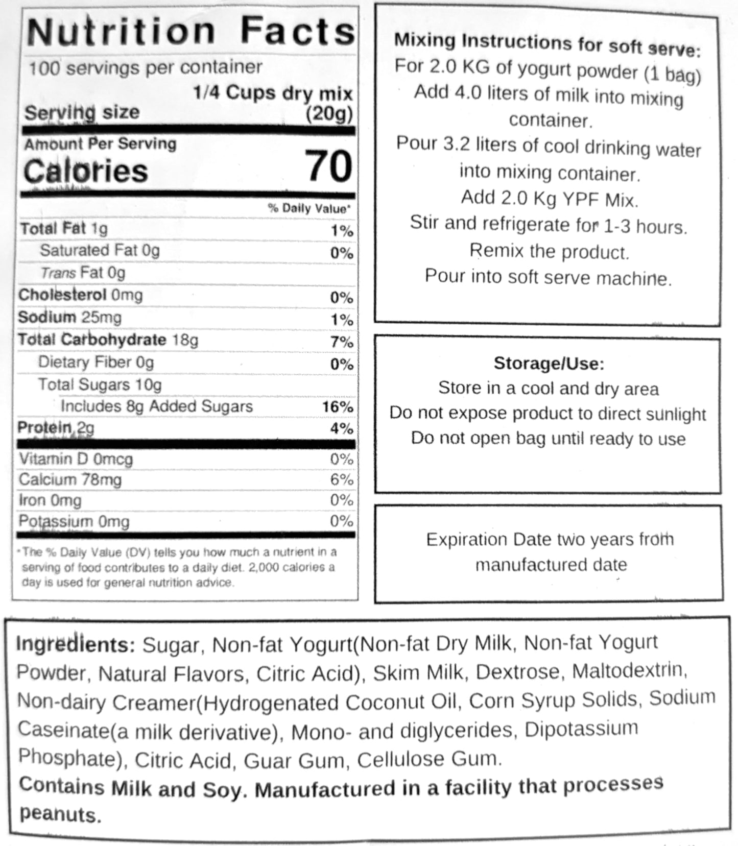 Frozen Yogurt Pre Mix | Gluten Free & Low Fat |