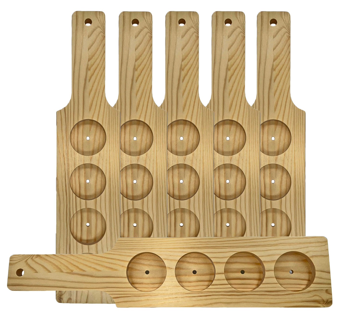 DASHER'S SPICE & BEANS Wood Flight Paddle | 4 Compartment | Wine or Beer Tasting |