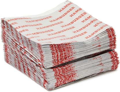 Bits N Things Large Hamburger Bag 6" x 6.5" x 0.75" | Kosher, Insulated, & Grease Resistant Wrapper | 250 Count