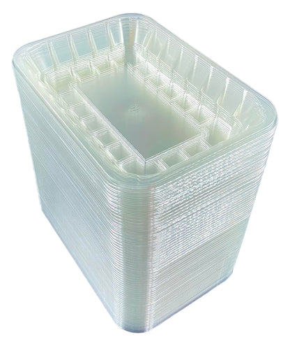 Bits N Things Clear Plastic Tray | 6 x 8-3/8 x 1-1/8 | Display Fresh Meats, Vegetables, or Fruits | 125 Count