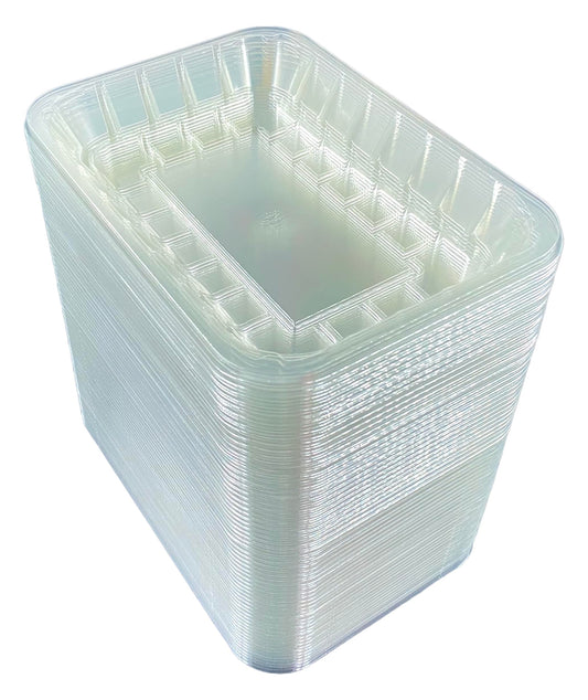 Bits N Things Clear Plastic Tray | 6 x 8-3/8 x 1-1/8 | Display Fresh Meats, Vegetables, or Fruits | 125 Count