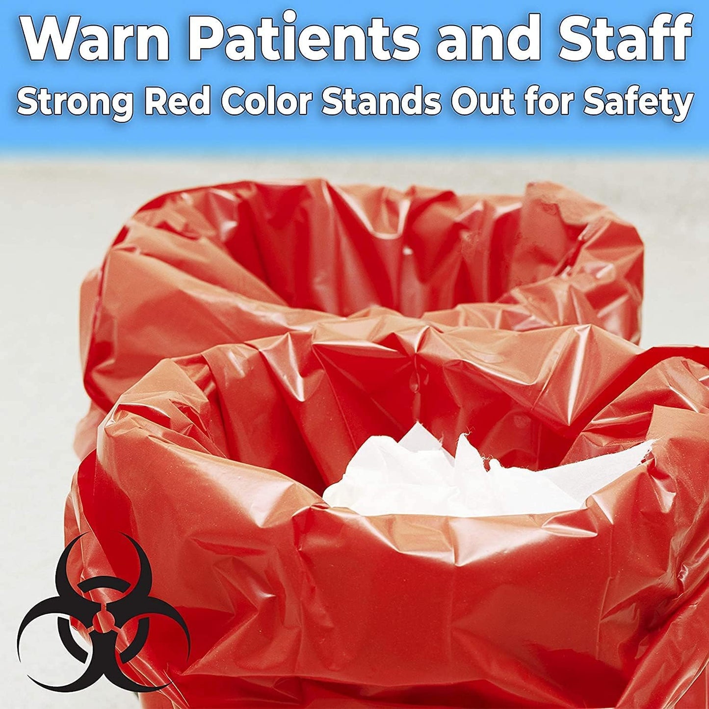 Bits N Things Red Isolation Infectious Waste Bag/Biohazard Bag High Density 12 Microns - 24"" x 24"" (10 Gallon) - 100 Count