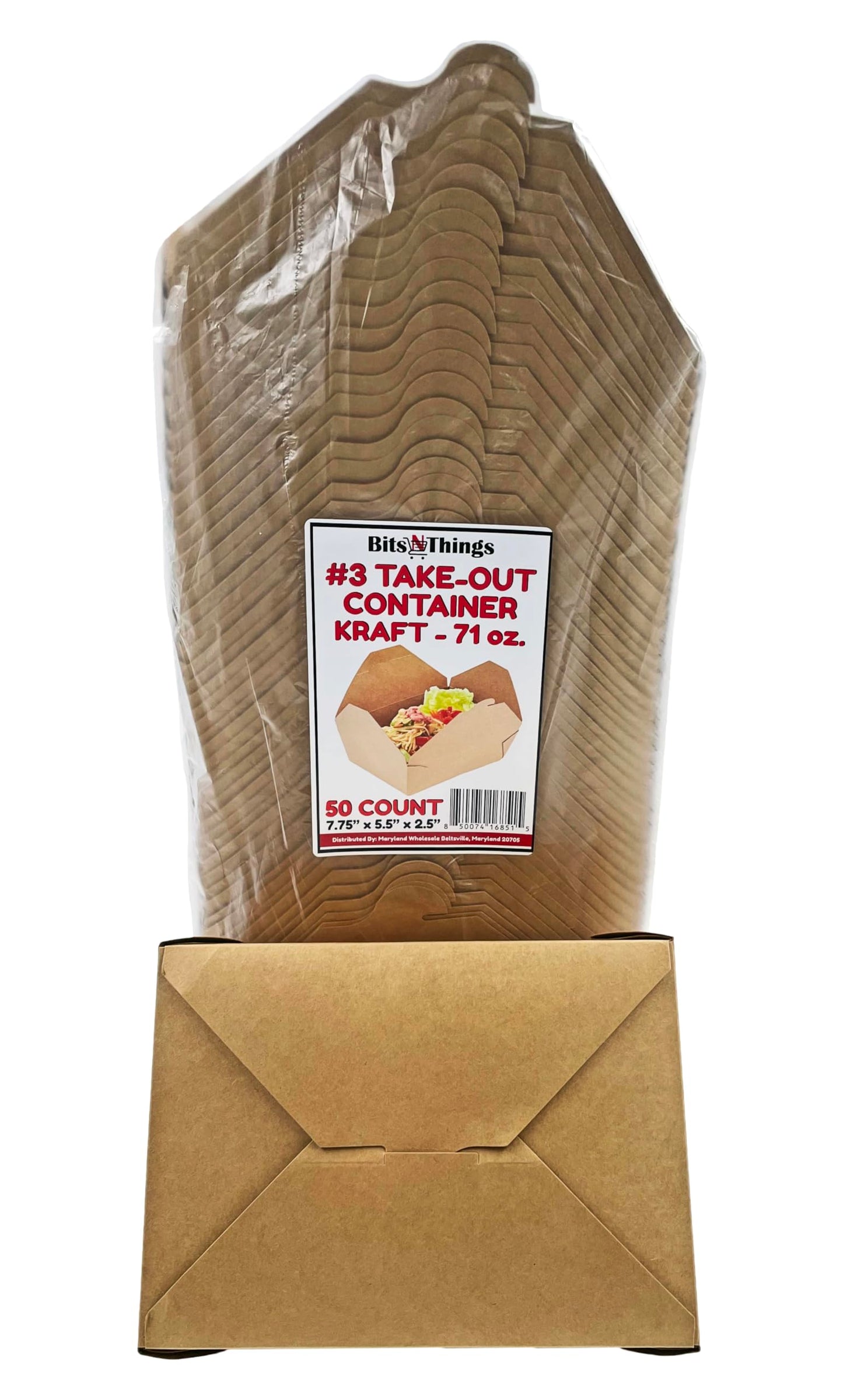 Bits N Things #3 Take-Out Container | Microwavable Folded Paper | 50 Count