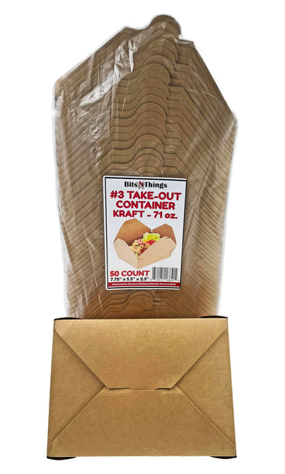 Bits N Things #3 Take-Out Container | Microwavable Folded Paper | 50 Count