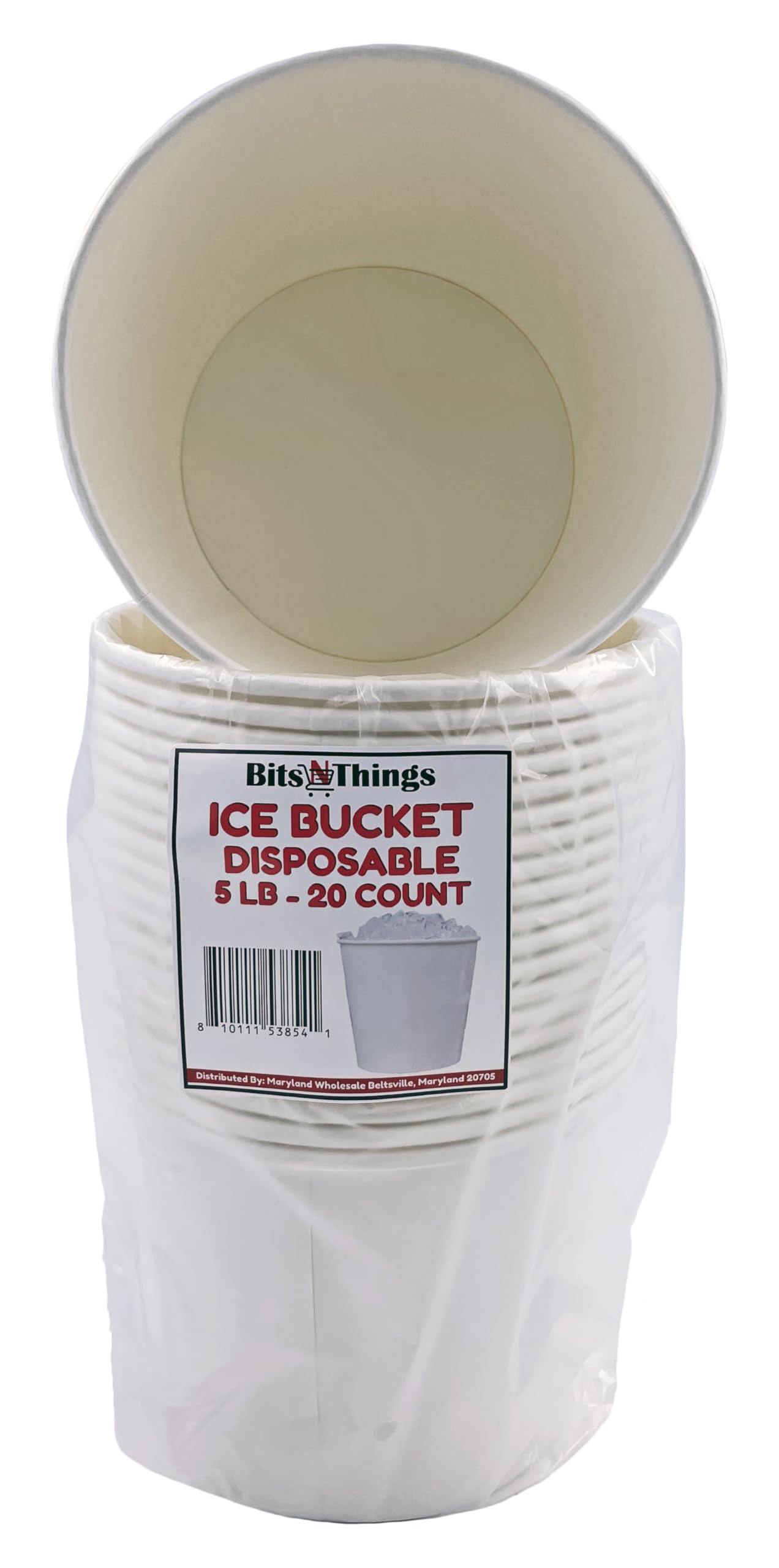 Bits N Things White Paper Ice Bucket | Disposable | 5 lb. Capacity | 20 Count