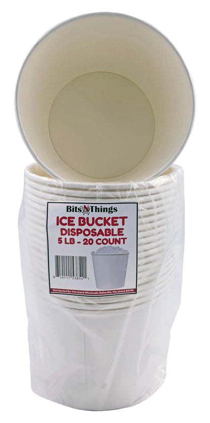 Bits N Things White Paper Ice Bucket | Disposable | 5 lb. Capacity | 20 Count