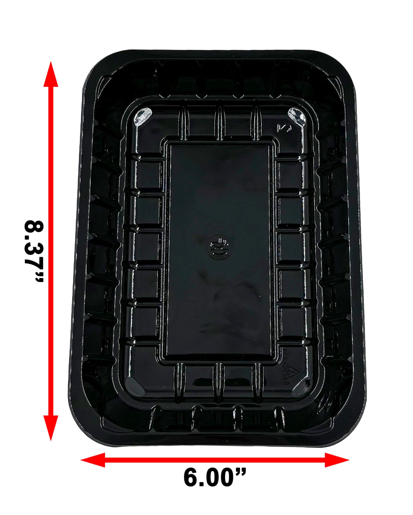 Bits N Things Plastic Tray | 6 x 8-3/8 x 1-1/8 | Display Fresh Meats, Vegetables, or Fruits | 125 Count (Black)