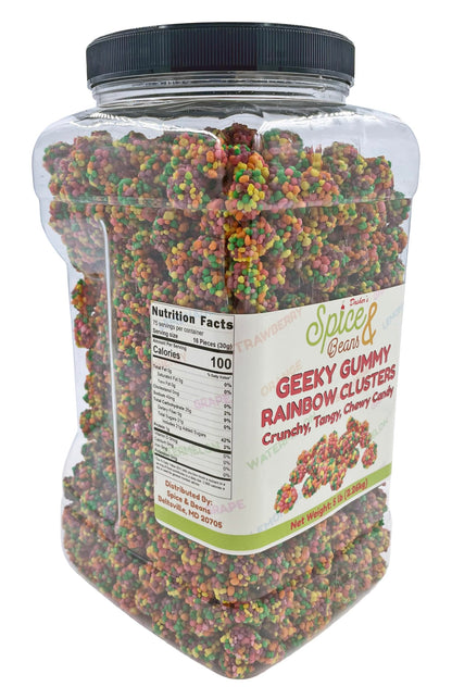 Geeky Gummy Rainbow Candy Clusters | Dessert Topping | Crunchy Coating with Chewy Interior | 5 lb.