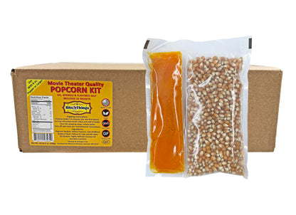 Home Theater All in One Popcorn Kit For 8 oz. Popper | Portion Packets with Kernels, Oil and Flavored Salt | By Bits N Things | Pack of 24