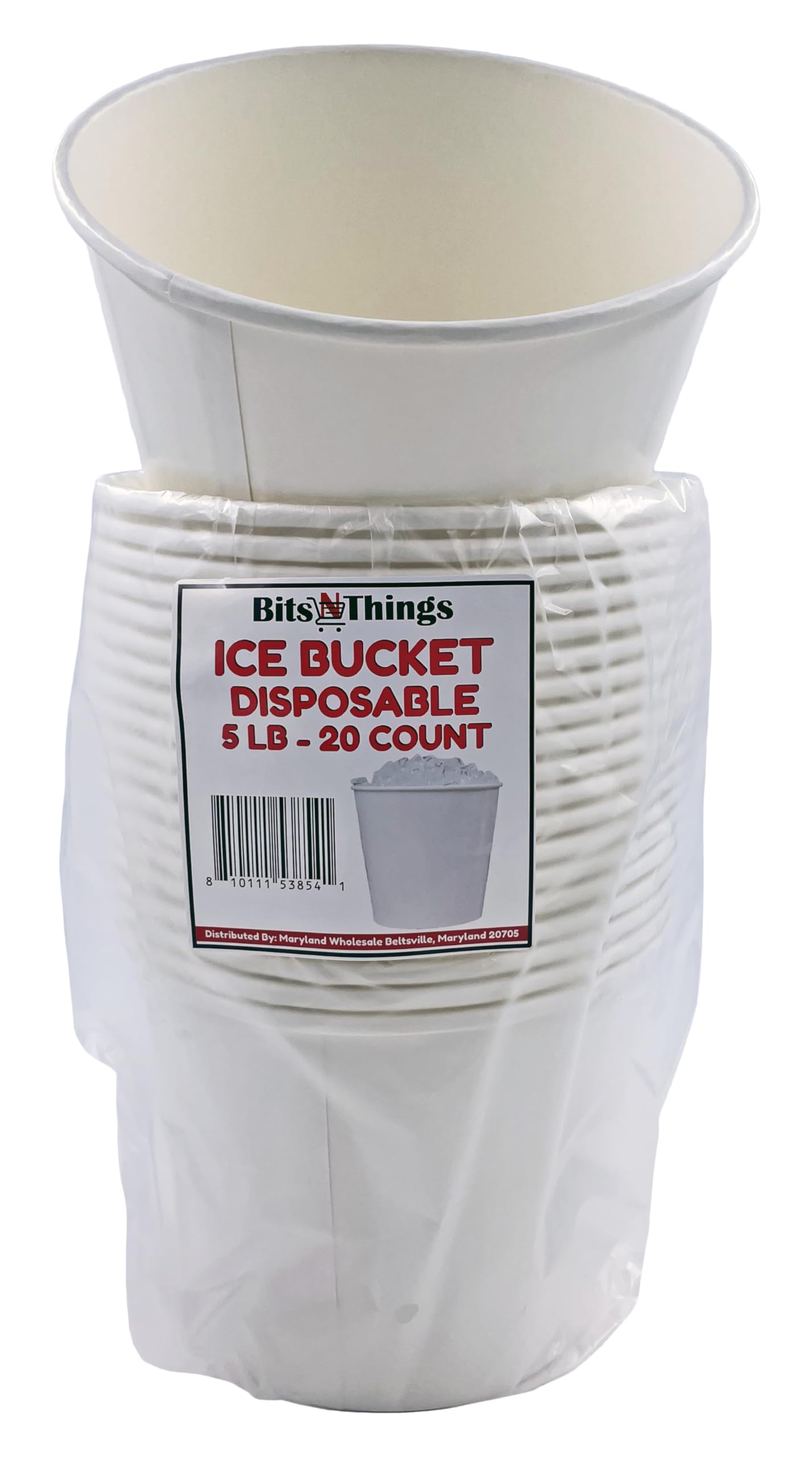 Bits N Things White Paper Ice Bucket | Disposable | 5 lb. Capacity | 20 Count