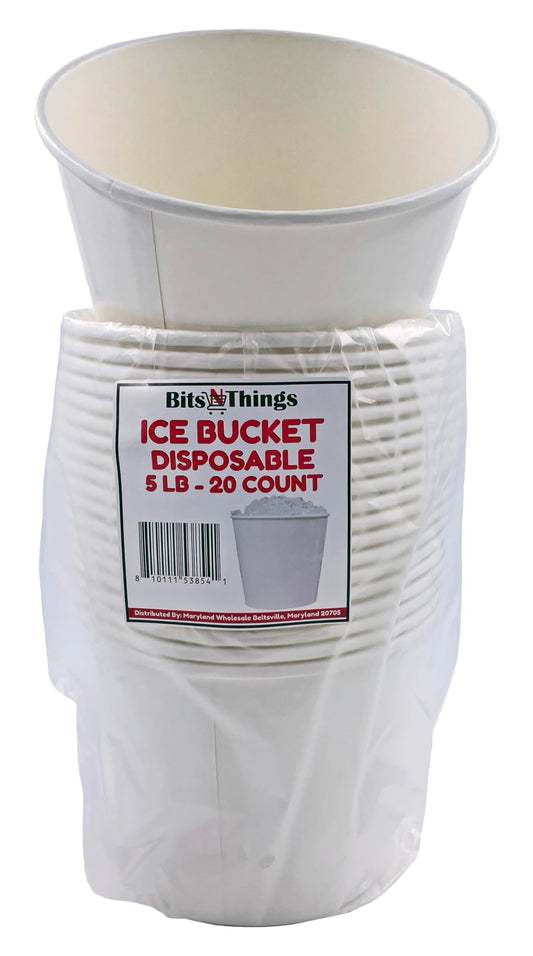 Bits N Things White Paper Ice Bucket | Disposable | 5 lb. Capacity | 20 Count