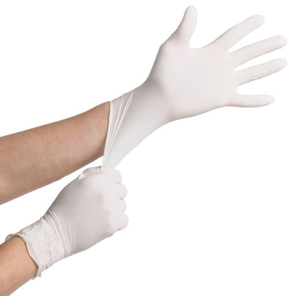 Bits N Things Latex Disposable Gloves, Comfortable, Powdered, 100 per Box (Extra Large), White
