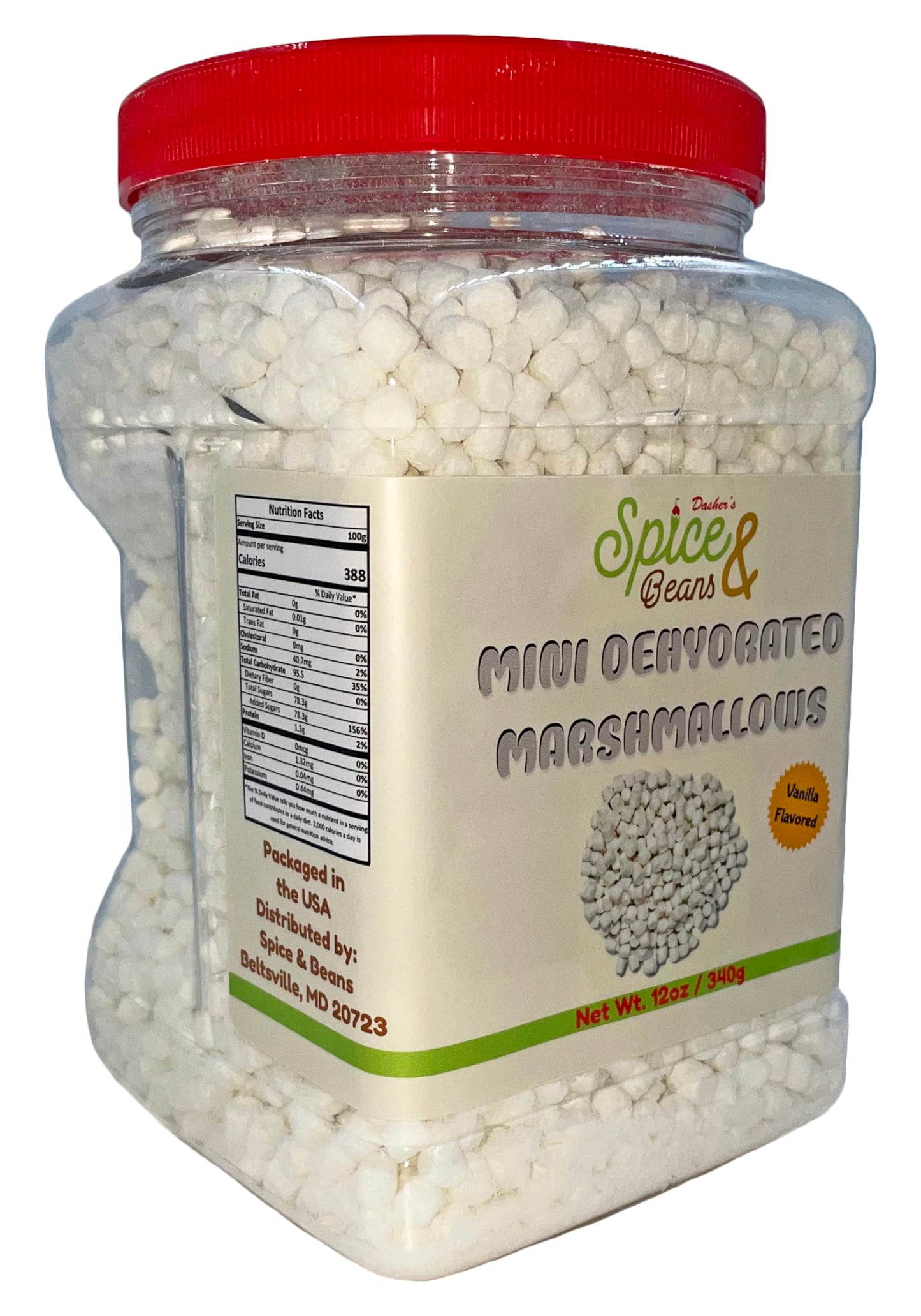 Dasher's Spice & Beans Mini Dehydrated Marshmallows | Ice Cream Topping & Cake Decoration |