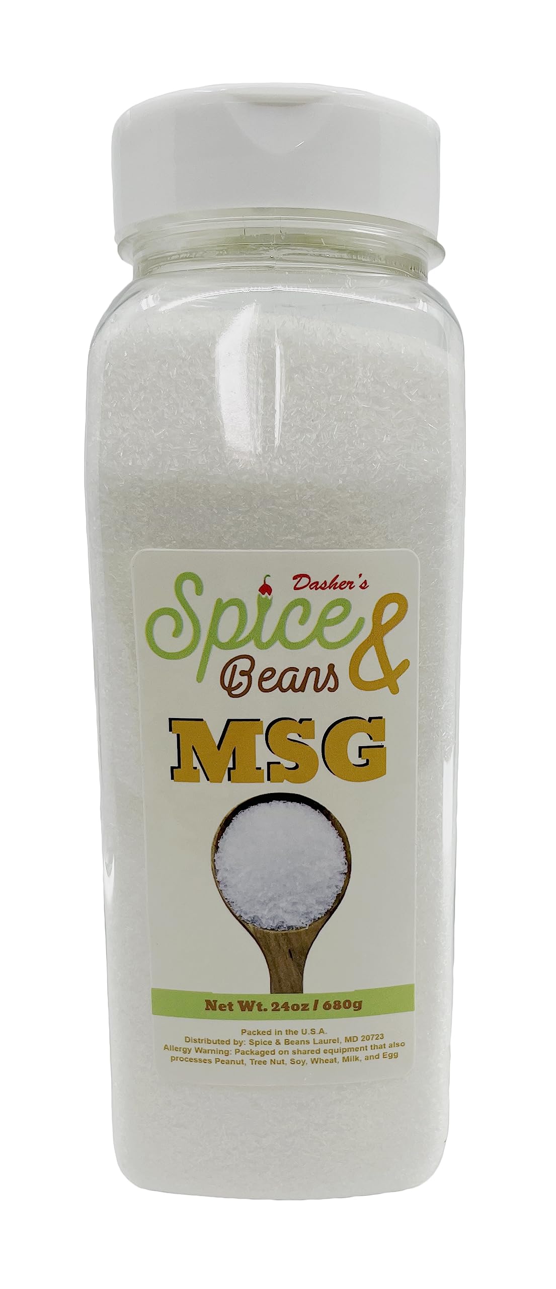 Dasher's Spice & Beans MSG Seasoning – Monosodium Glutamate -MSG Powder | 24oz Easy Shake Jar | Non-GMO