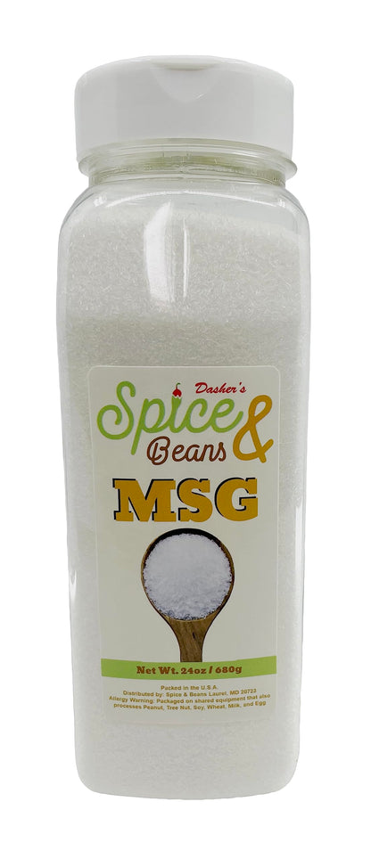 Dasher's Spice & Beans MSG Seasoning – Monosodium Glutamate -MSG Powder | 24oz Easy Shake Jar | Non-GMO