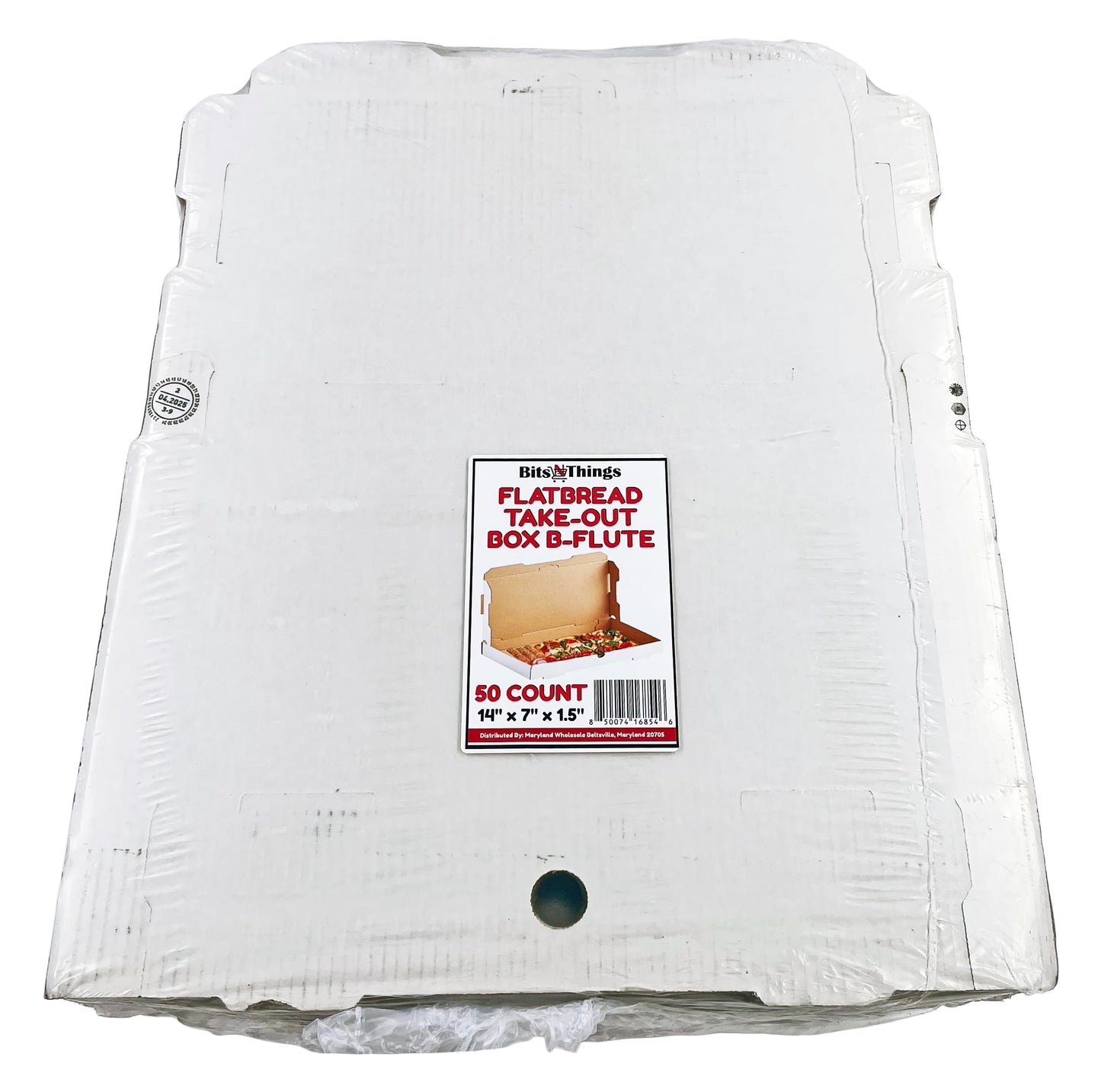 Bits N Things Flatbread Take-Out Container | B-Flute Box | 50 Count