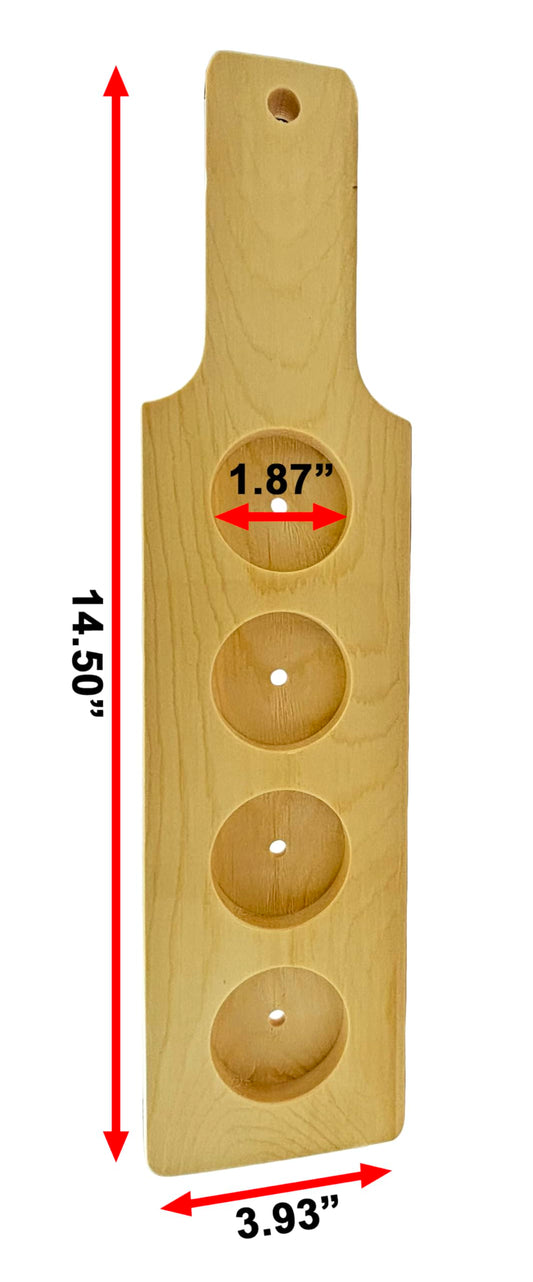 DASHER'S SPICE & BEANS Wood Flight Paddle | 4 Compartment | Wine or Beer Tasting |