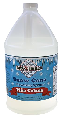 Bits N Things Pina Colada Snow Cone Syrup | Slushy & Granita | Kosher | Made In America | 1 Gallon
