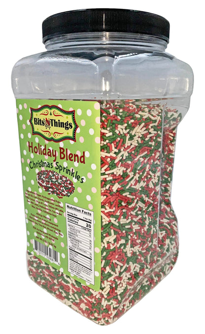 Bits N Things Red, White & Green Christmas Sprinkles | Holiday Blend | Topping & Decoration | 5 lb. Bulk Container
