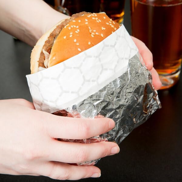 Bits N Things Large Foil Hamburger/Sandwich Bag 6" x 6.5" x 0.75" | Kosher, Insulated, & Grease Resistant Wrapper | 250 Count