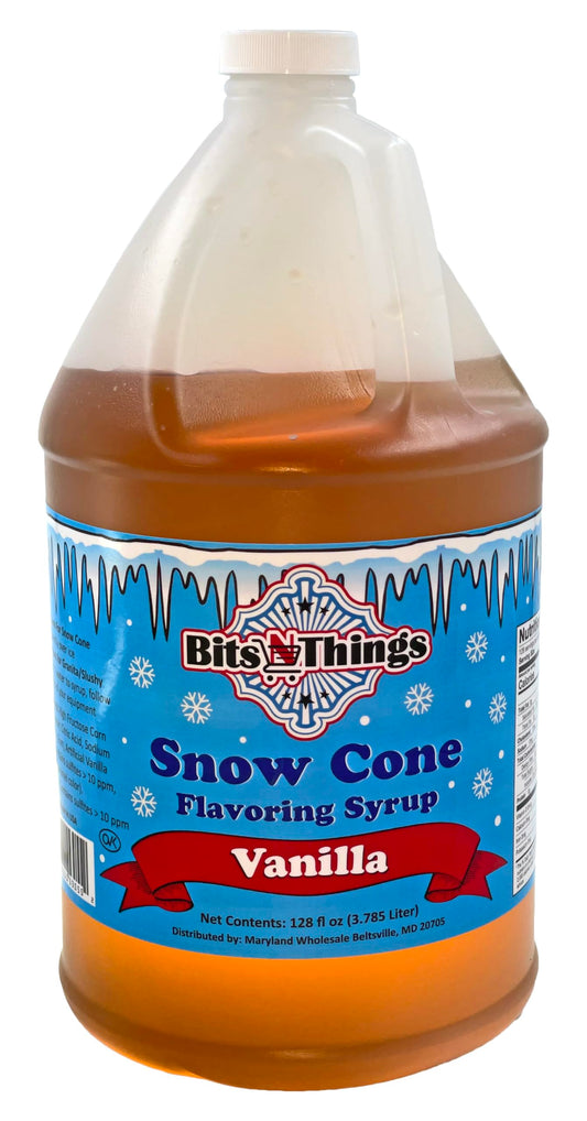 Bits N Things Snow Cone Flavoring Syrup 1 Gallon | (128 fl oz., Vanilla)