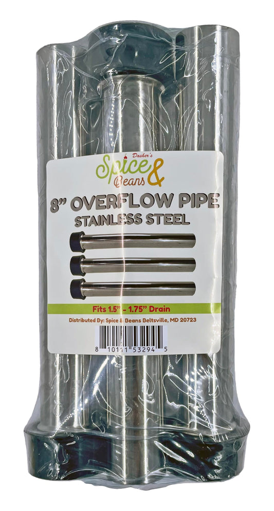 8" Stainless Steel Bar Sink Overflow Pipe 3-Pack | 1 1/2" Drain Diameter | by Dasher's Spice & Beans