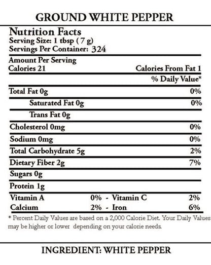 Ground White Pepper by Dasher's Spice & Beans | 5 lb Container